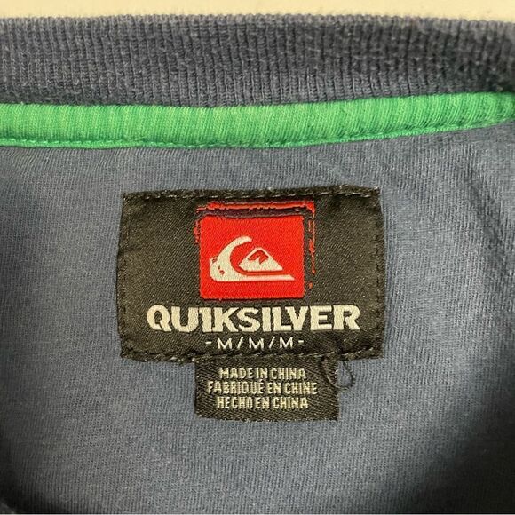 Quiksilver men’s striped blue green long sleeve thermal top crewneck size medium - Picture 5 of 8